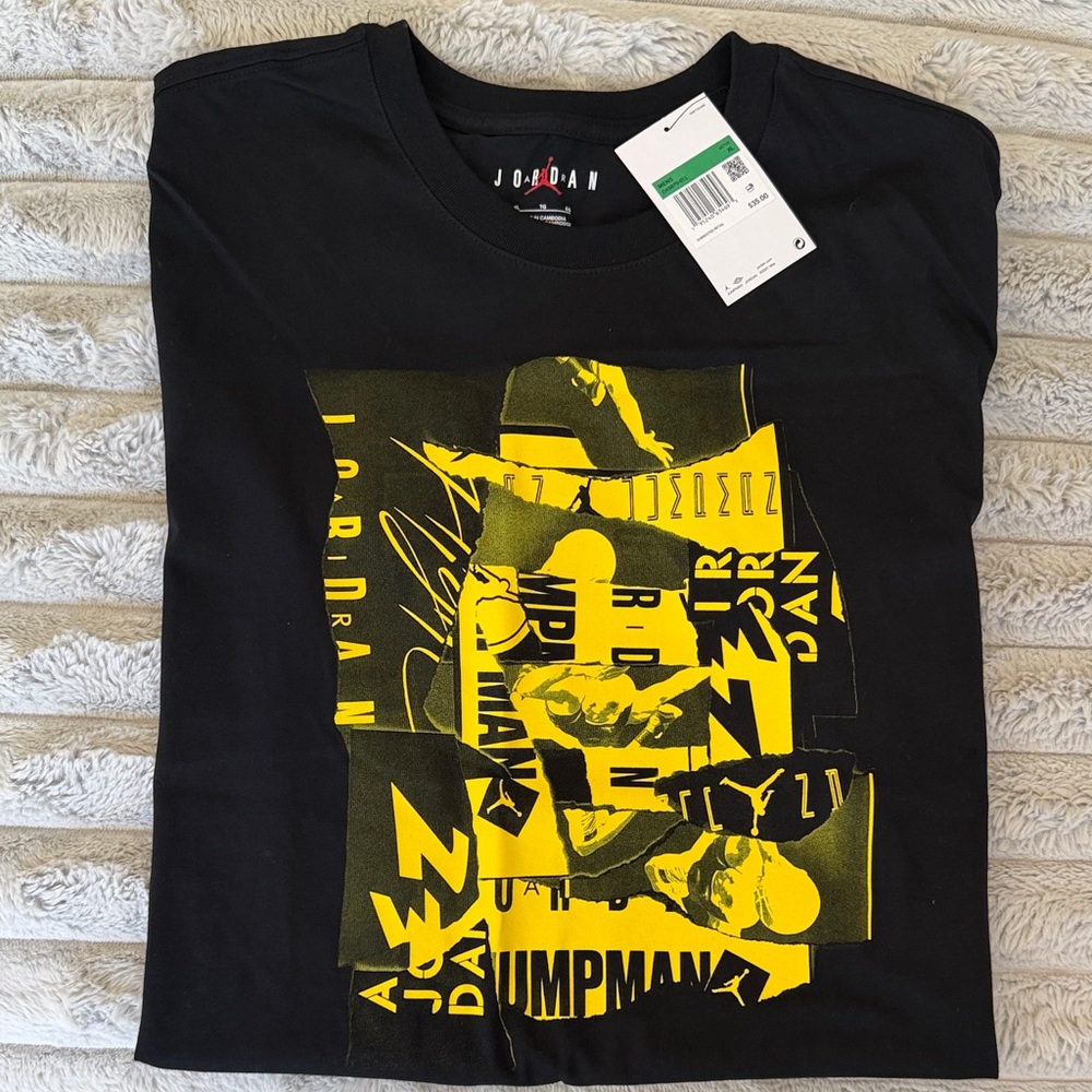 Jordan Black Short-Sleeve Tee with Yellow Graphic